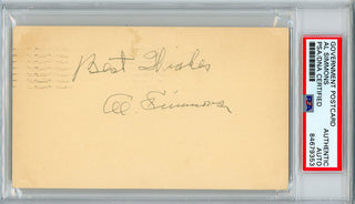 Al Simmons Autographed Government Postcard (PSA)