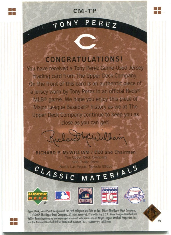 Tony Perez Sweet Spot Classics Upper Deck