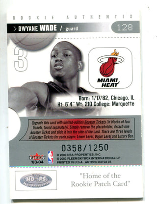 Dwyane Wade 2003 Fleer Rookie Authentix #128 RC /1250