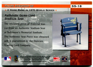 2001 Donruss Classics Frank Robinson with Authentic Stadium Seat Baltimore Orioles #SS-18