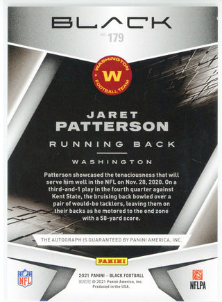Jaret Patterson Autographed 2021 Panini Black Rookie Card #179