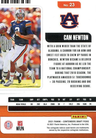 Cam Newton 2021 Panini Contenders Card