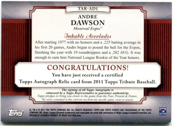 2011 Topps Tribute Andre Dawson Jersey Auto 21/75 #TAR-AD1