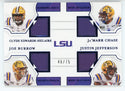 Joe Burrow, Clyde Edwards-Helaire, Ja'Marr Chase & Justin Jefferson 2021 Panini National Treasures Collegiate Jersey Card