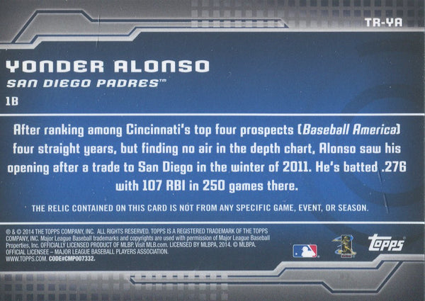 Yonder Alonso 2014 Topps Jersey Card