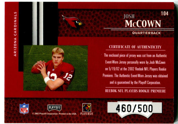 2002 Josh Mccown Authentic Game Worn Jersey Card