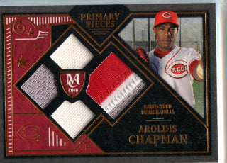 Aroldis Chapman 2016 Topps Primary Pieces Quad Game-Used Jersey Patch Card #7/75