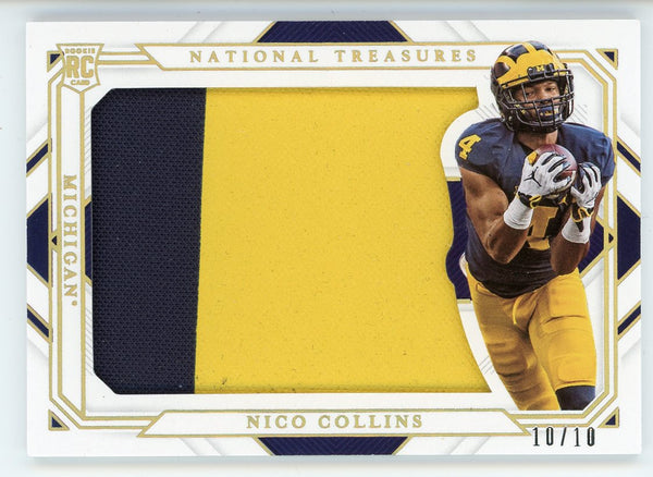 Nico Collins 2021 Panini National Treasures Collegiate Rookie Jersey Card