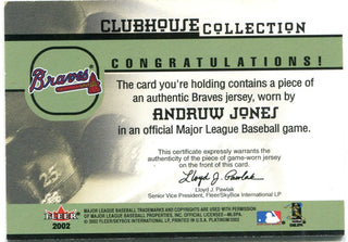Andruw Jones Fleer Platinum Clubhouse Collection Jersey Card 2002