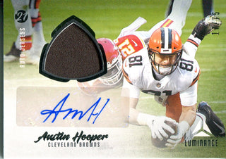 Austin Hooper 2021 Panini Luminance Autographed Game Worn Jersey Card 17/75 #AJ-AH