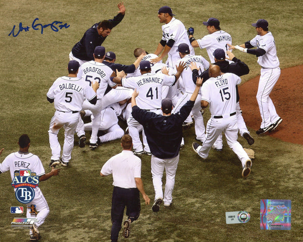 Matt Garza Autographed ALCS Celebration 8x10 Photo MLB Authenticated