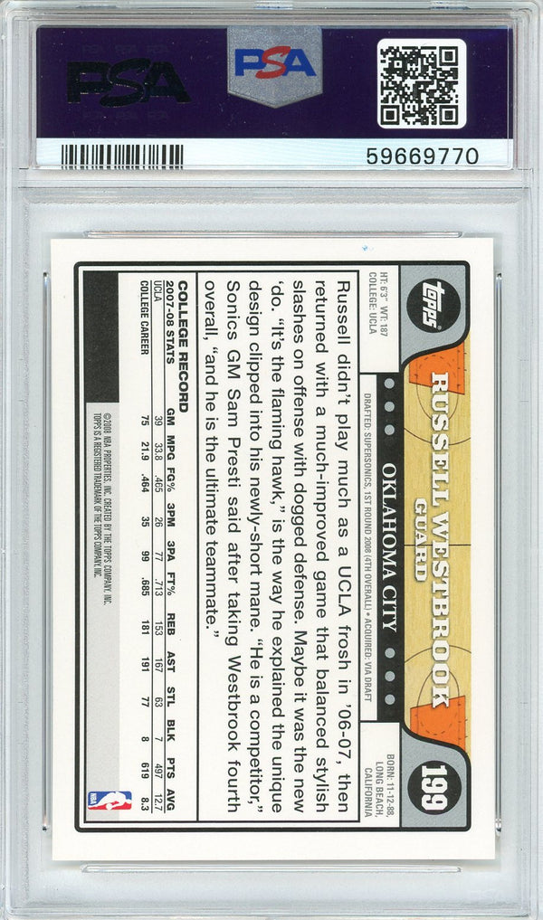 Russell Westbrook 2008 Topps Rookie Card #199 (PSA NM-MT 8)