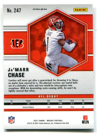 Ja'Marr Chase 2021 Panini Mosaic Orange Prizm #247 Card