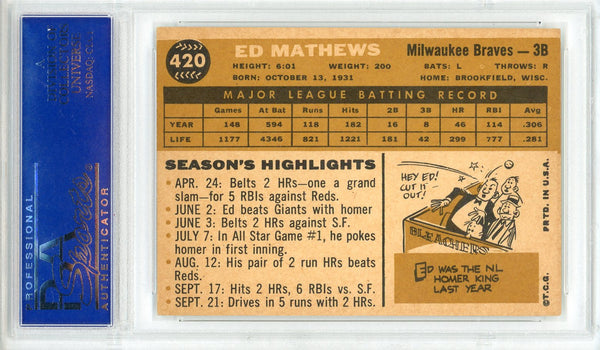 Eddie Mathews 1960 Topps Card #420 (PSA EX-MT 6)