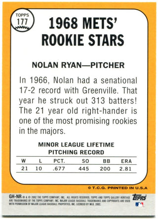 2002 Reprint 1968 Rookie Stars Nolan Ryan #177