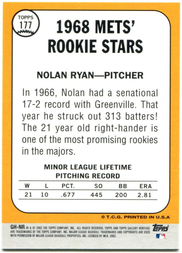 2002 Reprint 1968 Rookie Stars Nolan Ryan #177
