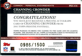 Channing Crowder 2005 Topps Autographed Card 986/1500