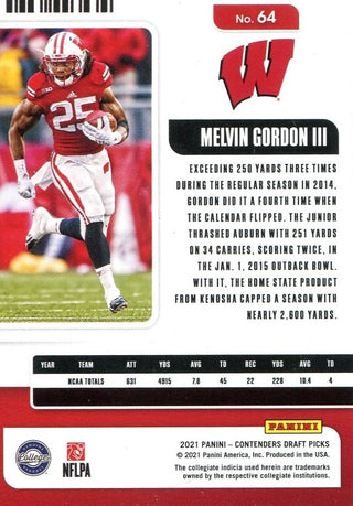 Melvin Gordon III 2021 Panini Contenders Card
