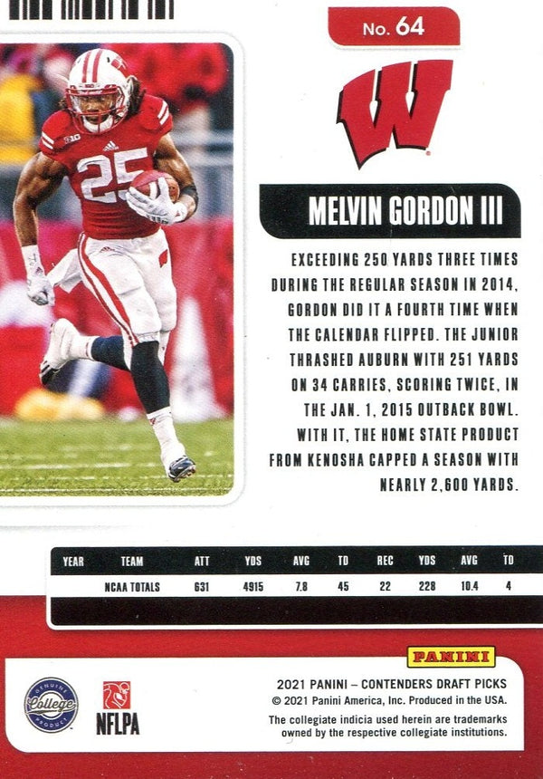 Melvin Gordon III 2021 Panini Contenders Card