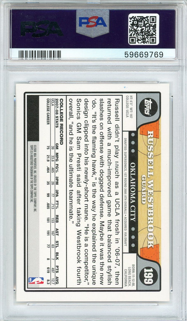 Russell Westbrook 2008 Topps Rookie Card #199 (PSA NM 7)