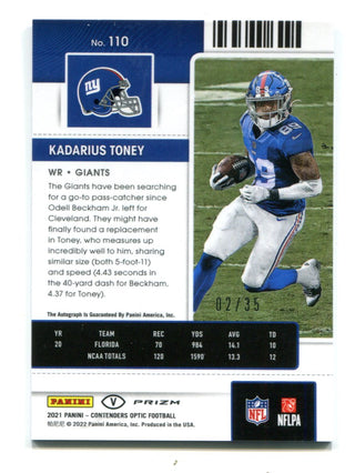 Kadarius Toney 2021 Panini Contenders Optic Rookie Ticket Auto Card #110 /35