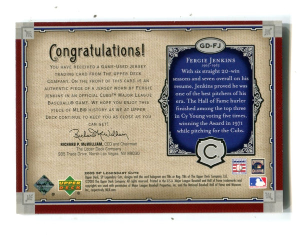 Fergie Jenkins 2005 Upper Deck SP Glory Days Jersey Card #GDFJ