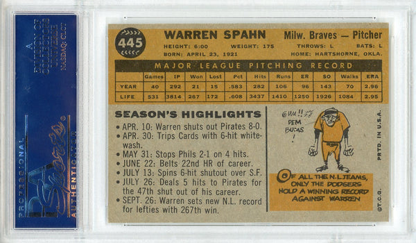 Warren Spahn 1960 Topps Card #445 (PSA EX-MT 6)