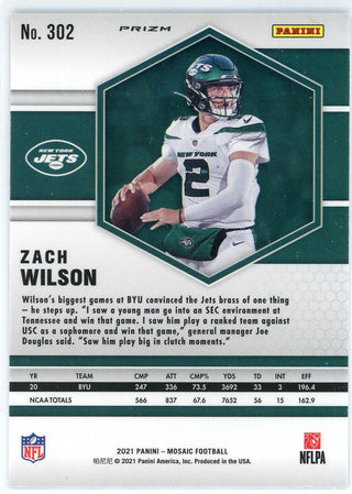 Zach Wilson 2021 Panini Mosaic Blue Prizm Rookie Card #302