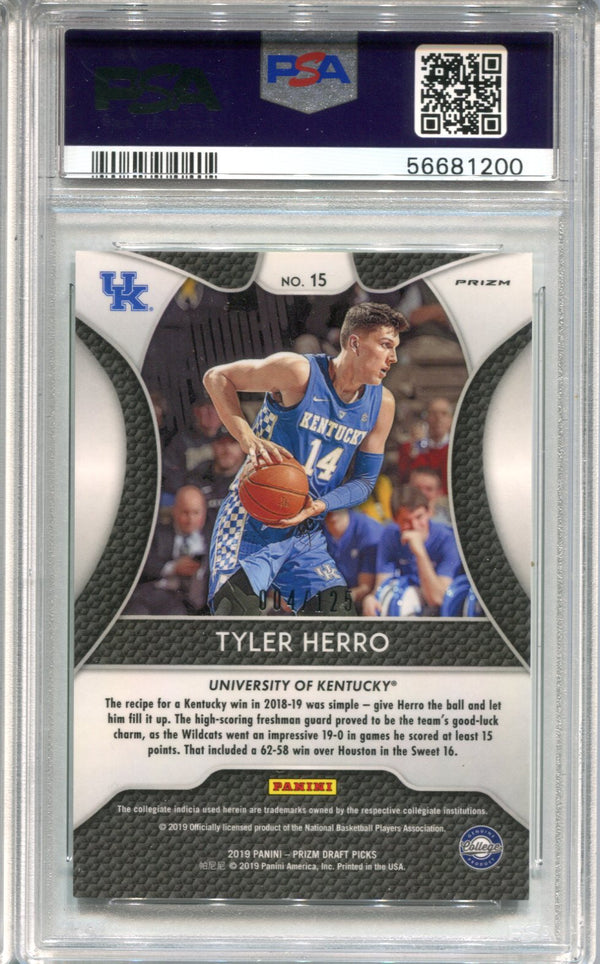 Tyler Herro 2019 Panini Neon Green Prizm #15 PSA Mint 9 Card