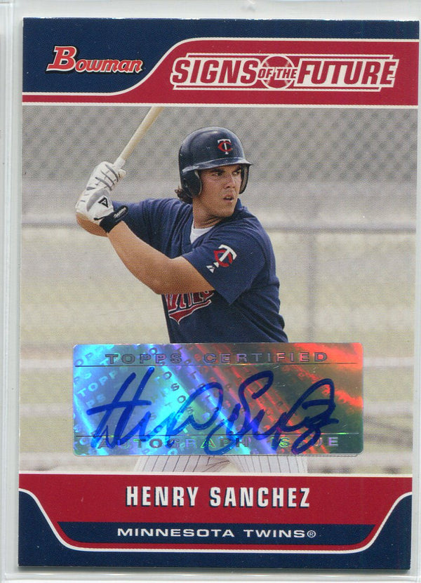 Henry Sanchez Autographed 2006 Bowman Signs of the Future Card