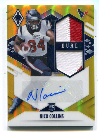 Nico Collins 2021 Panini Phoenix Gold Dual Patch Autographed Card /75