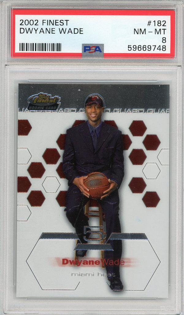 Dwyane Wade 2003 Topps Finest Rookie Card #182 (PSA NM-MT 8)