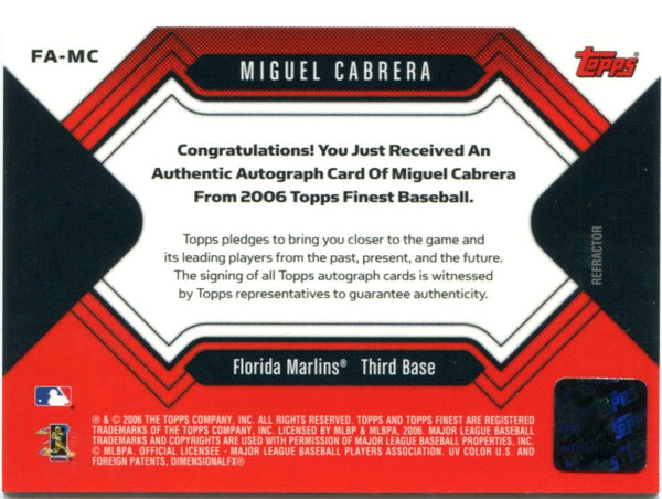 Miguel Cabrera Topps Finest 2006 Auto