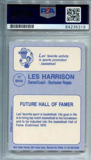 Les Harrison 1985 Autographed Basketball Big League Card (PSA)