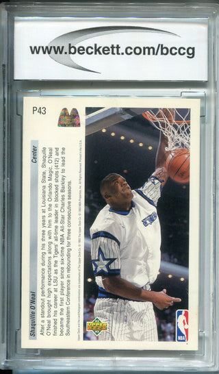 Shaquille O'Neal 1992-93 Upper Deck Rookie Card #P43  (BCCG) Graded NM 9