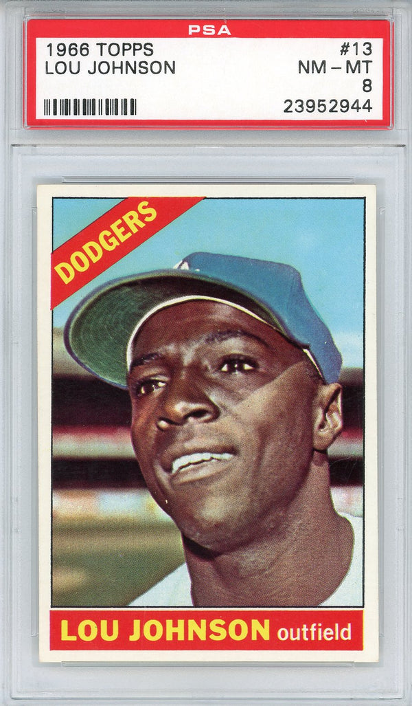 Lou Johnson 1966 Topps Card #13 (PSA NM-MT 8)
