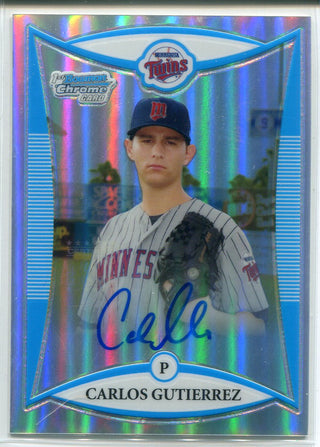 Carlos Gutierrez Autographed 2008 1st Bowman Refractor Rookie Card 79/500