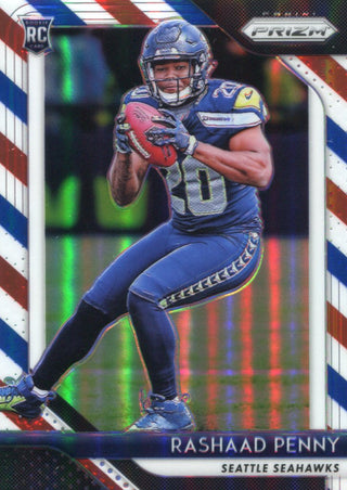 Rashaad Penny 2018 Panini Prizm Red White Blue Refractor Rookie Card