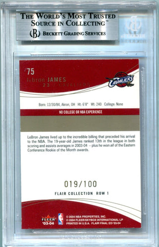 LeBron James 2003-04 Flair Final Edition #75 Row 1 BGS 8.5  1 /100
