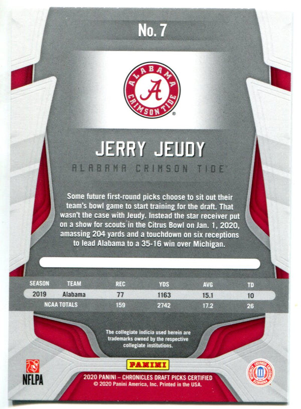 Jerry Jeudy 2020 Panini Chronicles Draft Picks Certified Rookie Card