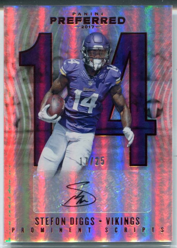 Stefon Diggs  2017 Panini Preferred #218 Autographed Card