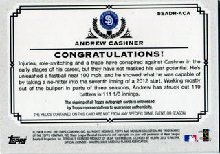 Andrew Cashner Autographed 2013 Topps Museum Collection Dual Relic Card