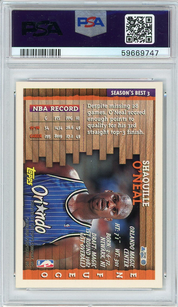 Shaquille O'Neal 1996 Topps Season's Best Card #3 (PSA NM-MT 8)