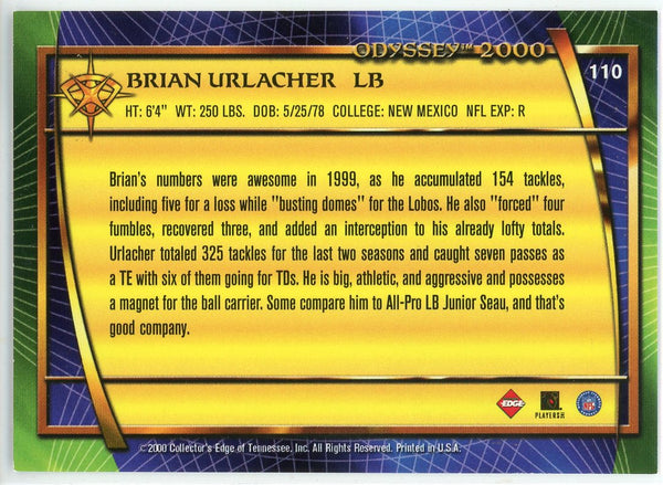 Brian Urlacher 2000 Collectors Edge Odyssey Rookie Card #110