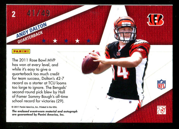 Andy Dalton 2011 Player Worn/Autographed Card #41/49