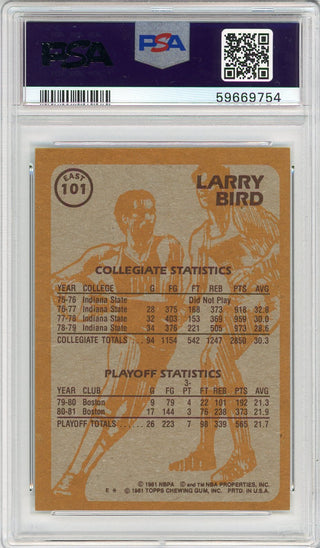 Larry Bird 1981 Topps East Card #101 (PSA NM 7)