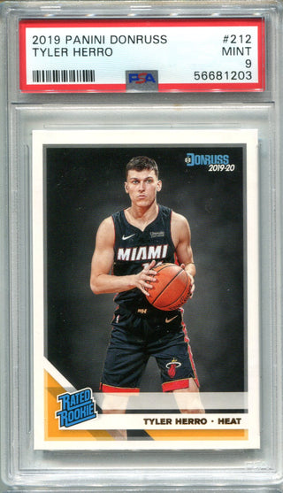 Tyler Herro 2019 Panini Donruss Rated Rookie #212 PSA Mint 9 Card