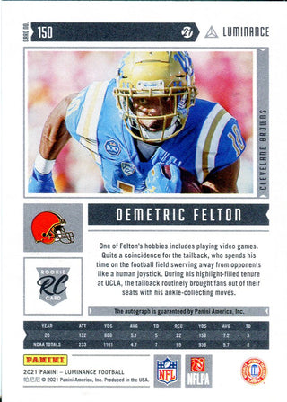Demetric Felton 2021 Panini Luminance Autographed Rookie Card 32/100 #150