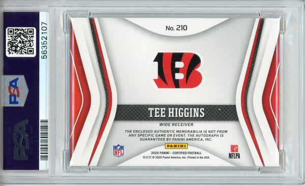 Tee Higgins Autographed 2020 Panini Certified Freshman Fabric Patch Rookie Card (PSA)
