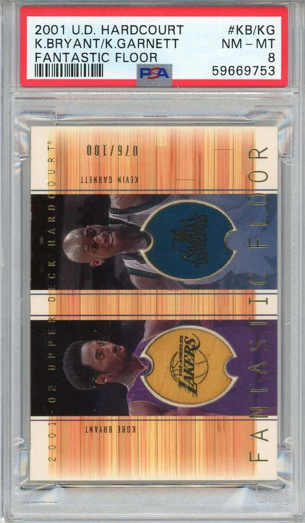 Kobe Bryant & Kevin Garnett 2001 Upper Deck Hardcourt Fantastic Floor Card #KB/KG (PSA NM-MT 8)